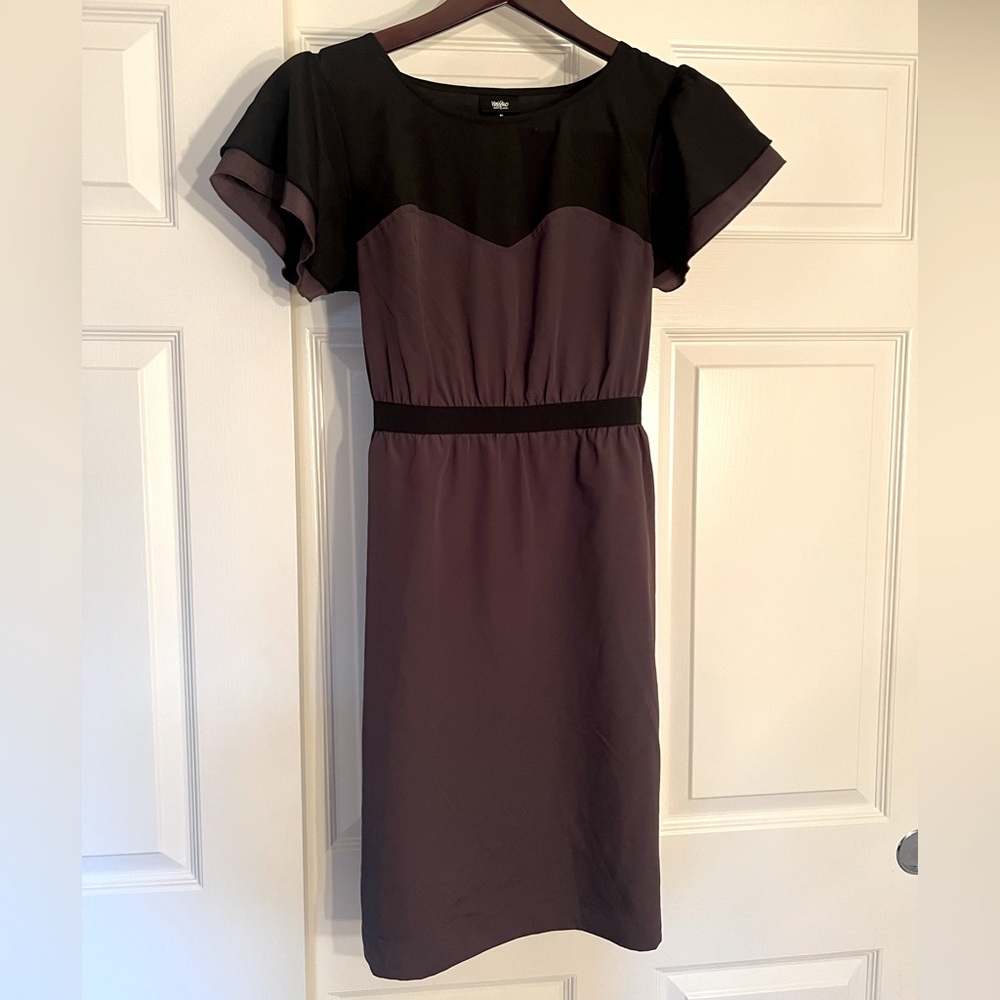 Lined, black and brown/mauve dress